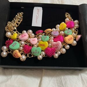 Betsey Johnson Multicolor Heart Charm  necklace